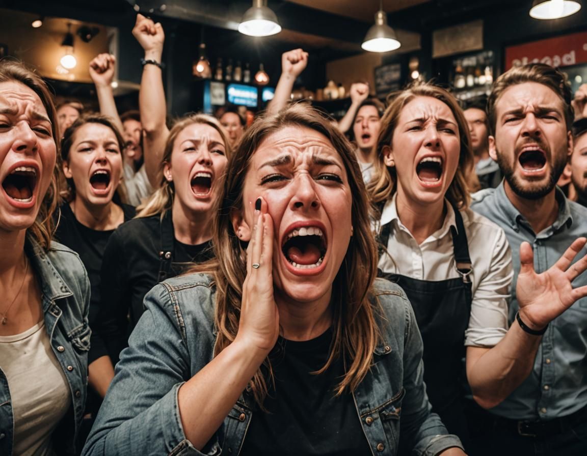 Distressed People Expressing Extreme Emotion in Portrait