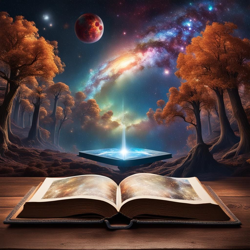 Open Book Reveals Cosmic and Forest Worlds