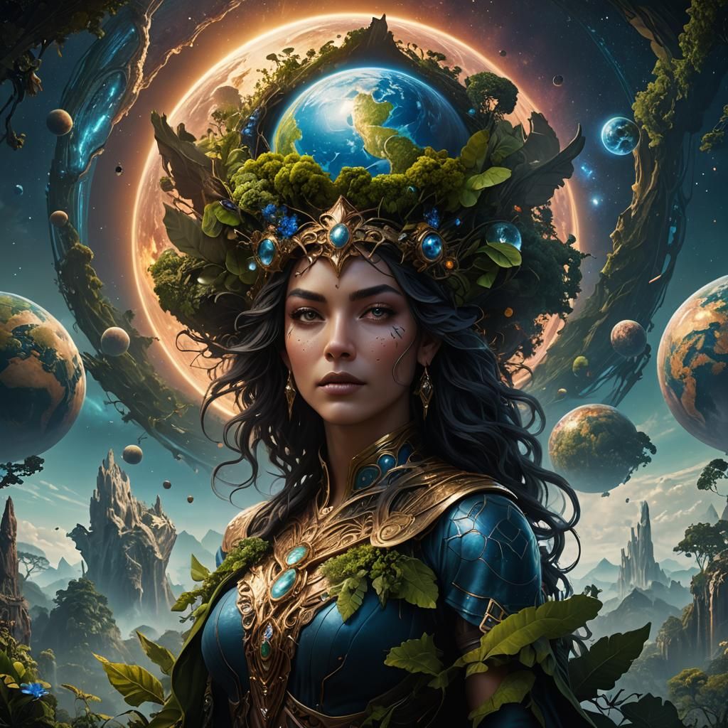 Gaia: Earth Portrait in Detailed Fantasy Art