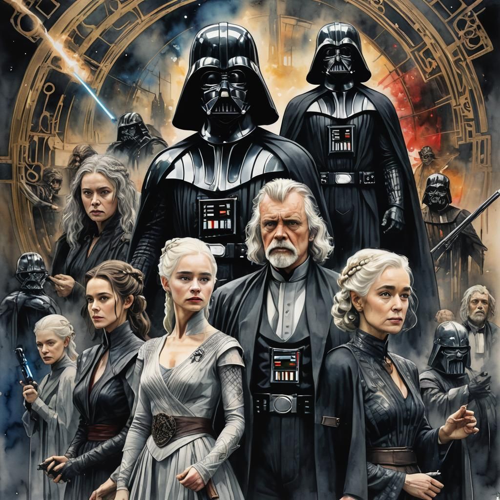 Fantasy Characters Unite: A Watercolor Art Piece