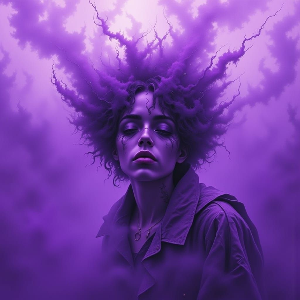 Woman in Purple Haze: A Surreal Digital Artwork