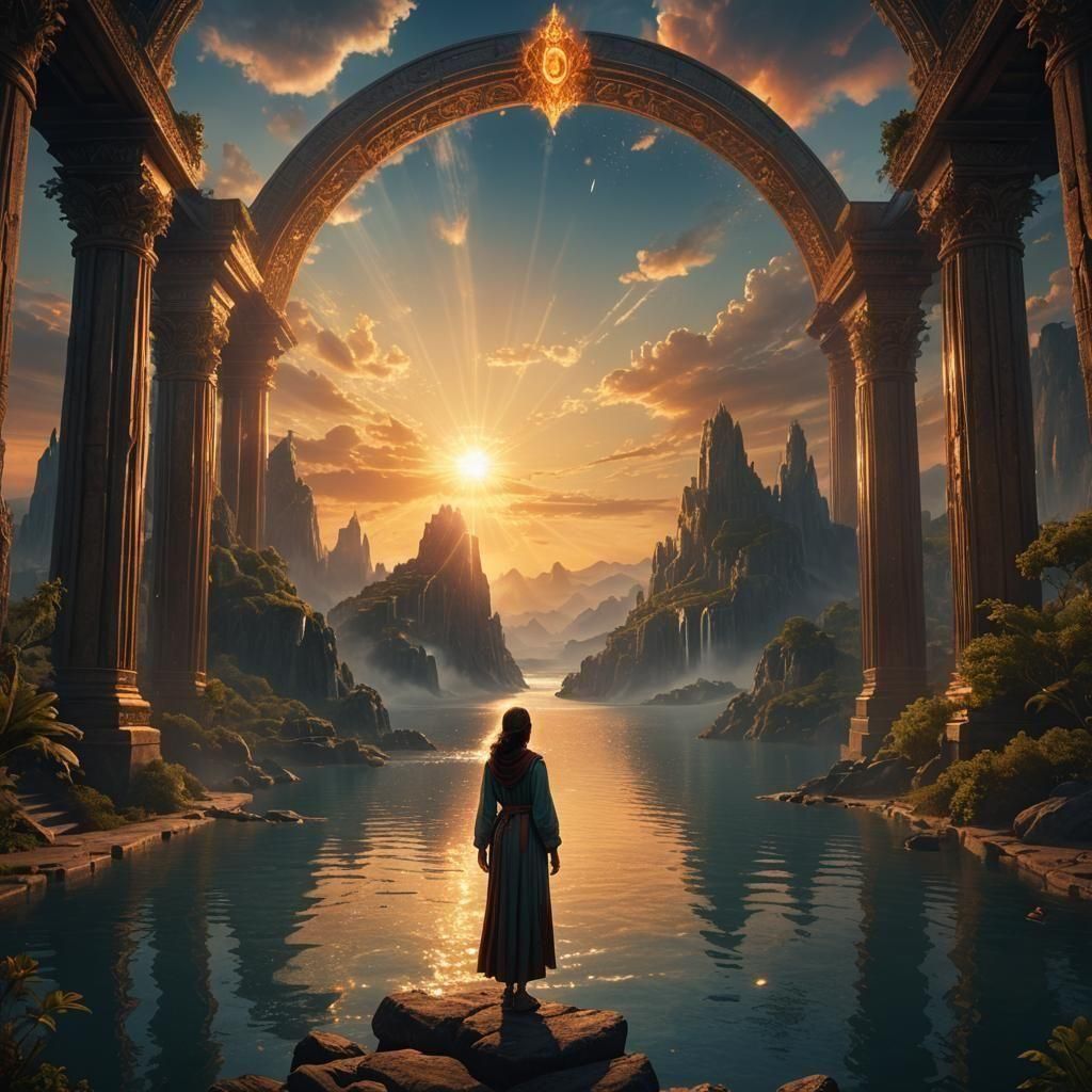 Heavenly Gates: A Sunset Fantasy Concept Art