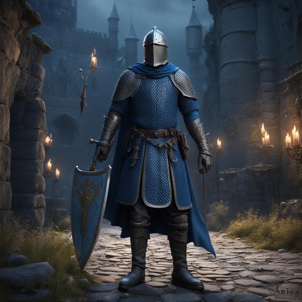 Medieval Soldier in Dark Fantasy France Style