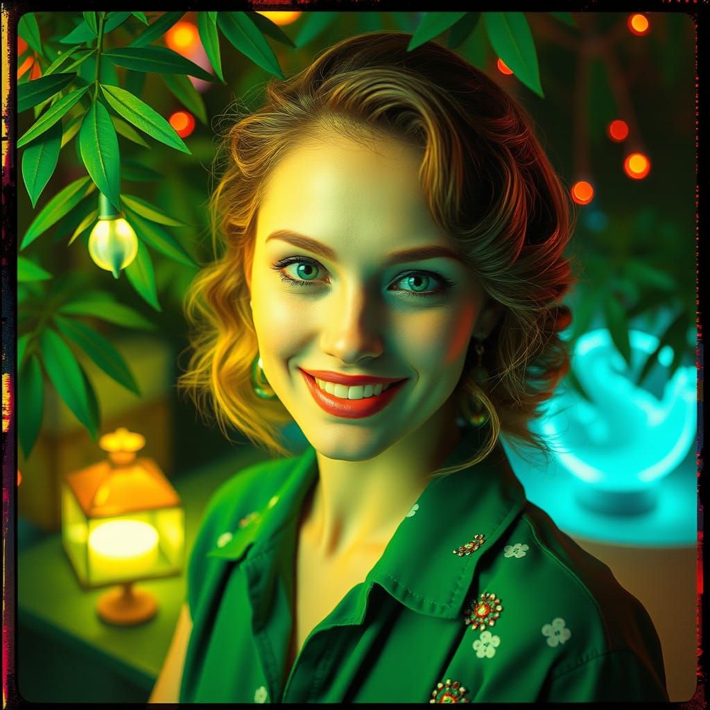 Enchanted 1950s Goddess Portrayed in Dreamy, Glitch-Art Fant...