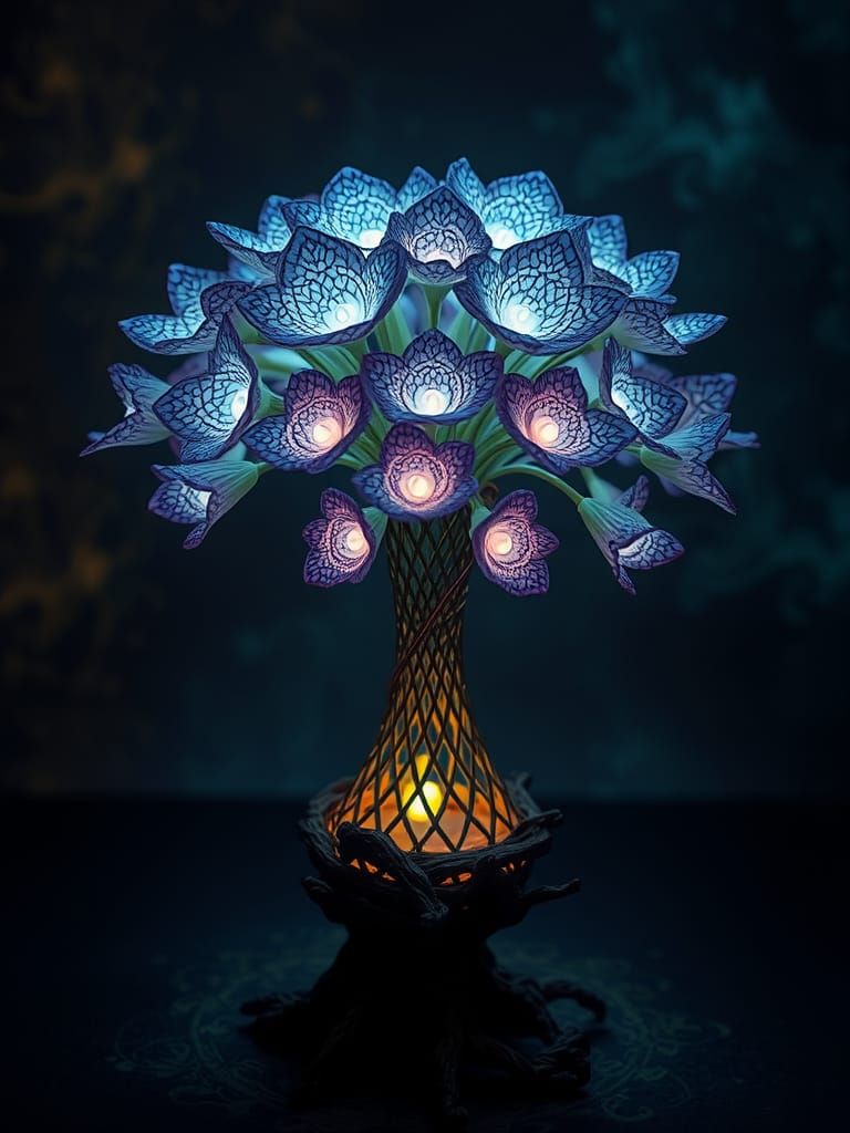 Otherworldly Lamp with Luminous Flowers