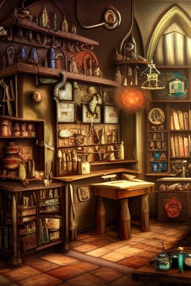 Magical Alchemist's Workshop in Detailed Digital Art