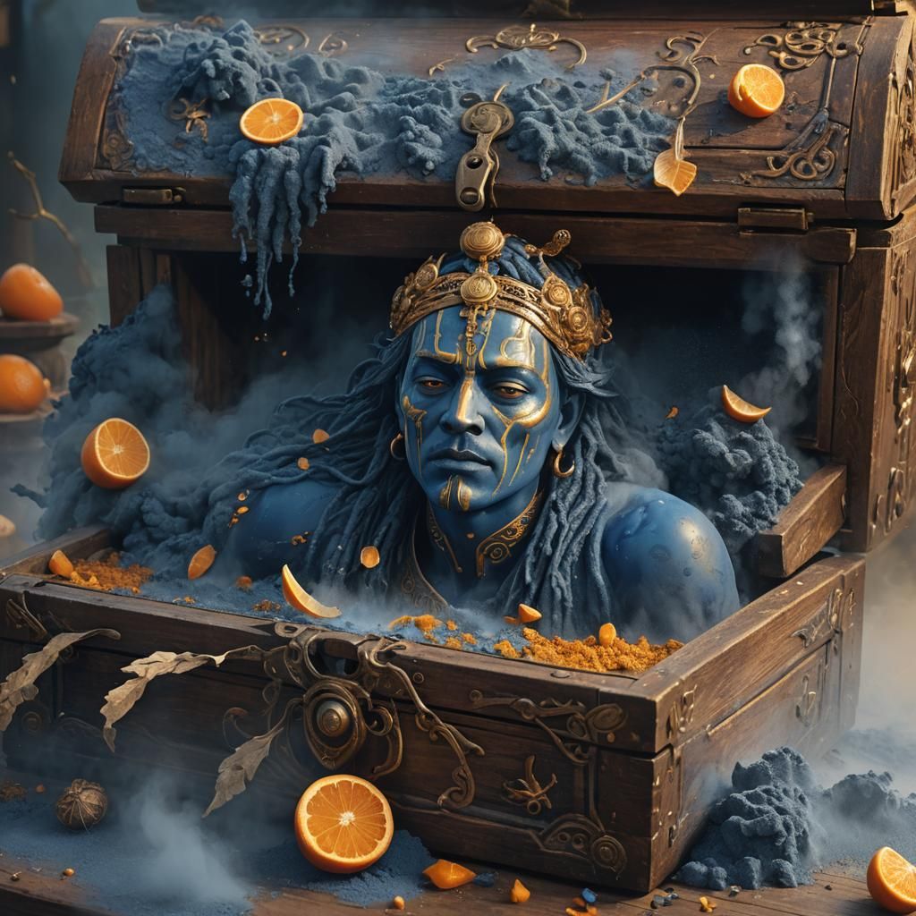 Mystical Indigo Spice Overflow in Fantasy Art