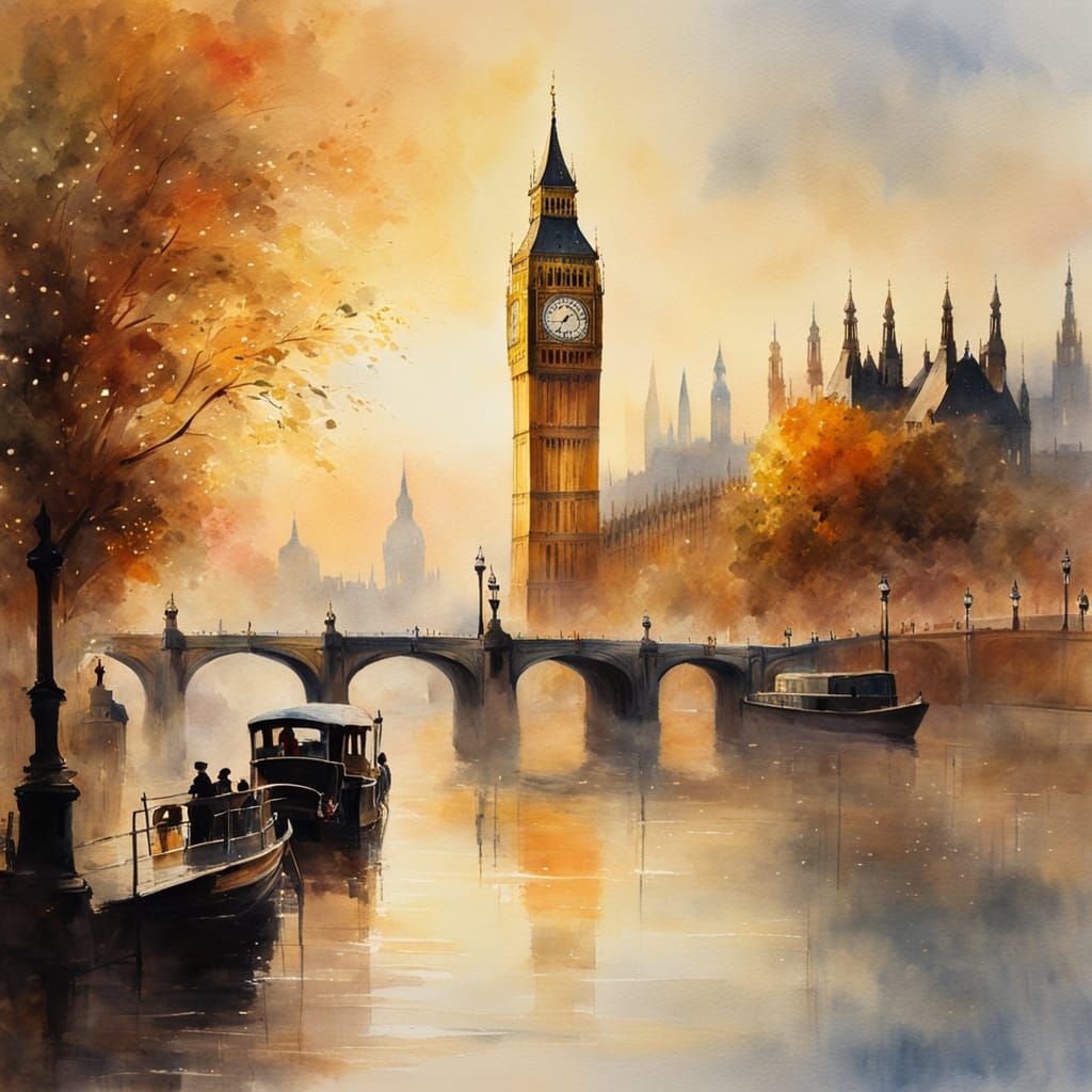 Whimsical Watercolour of London's Iconic Big Ben