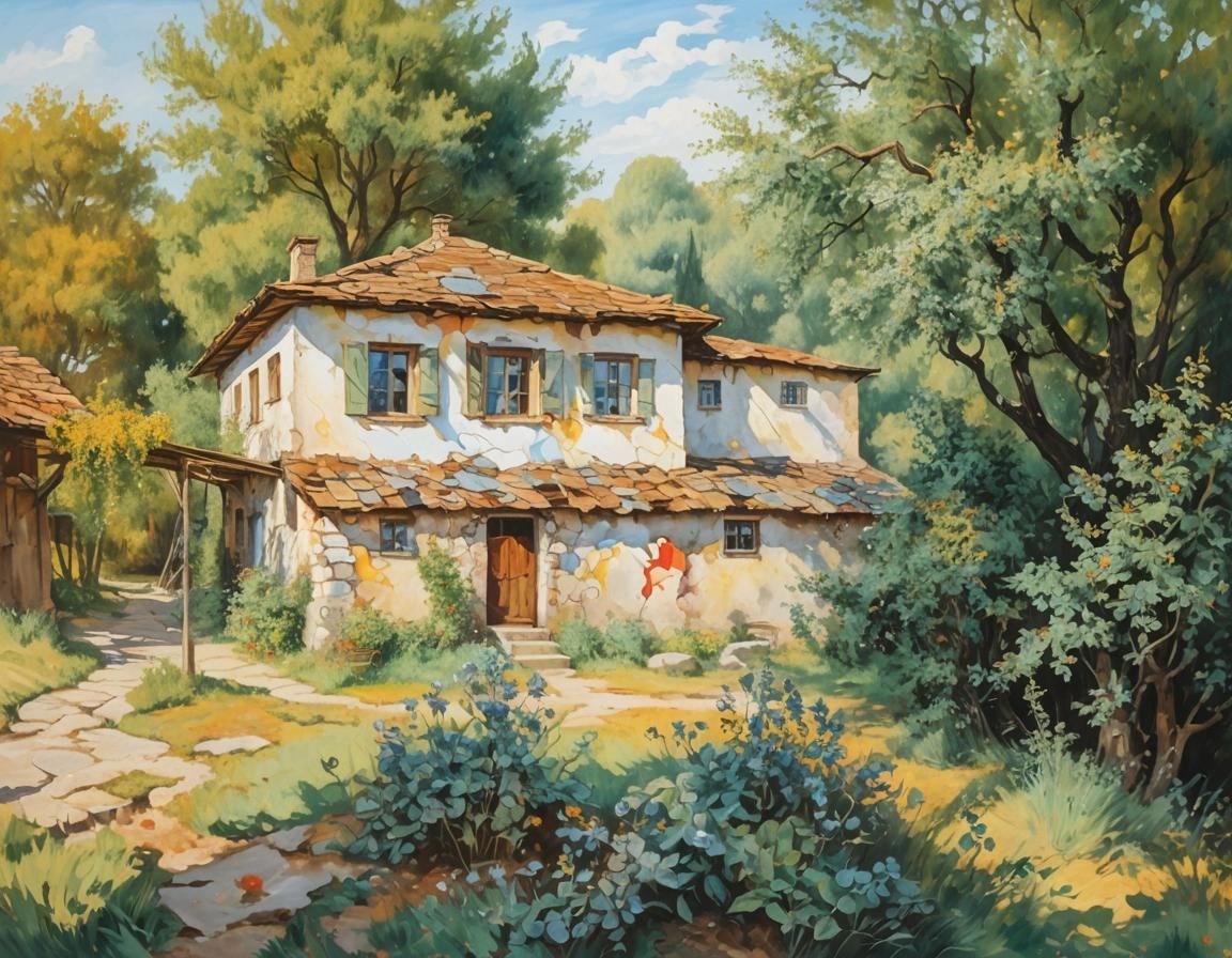 Surreal Bulgarian House in Dream Landscape