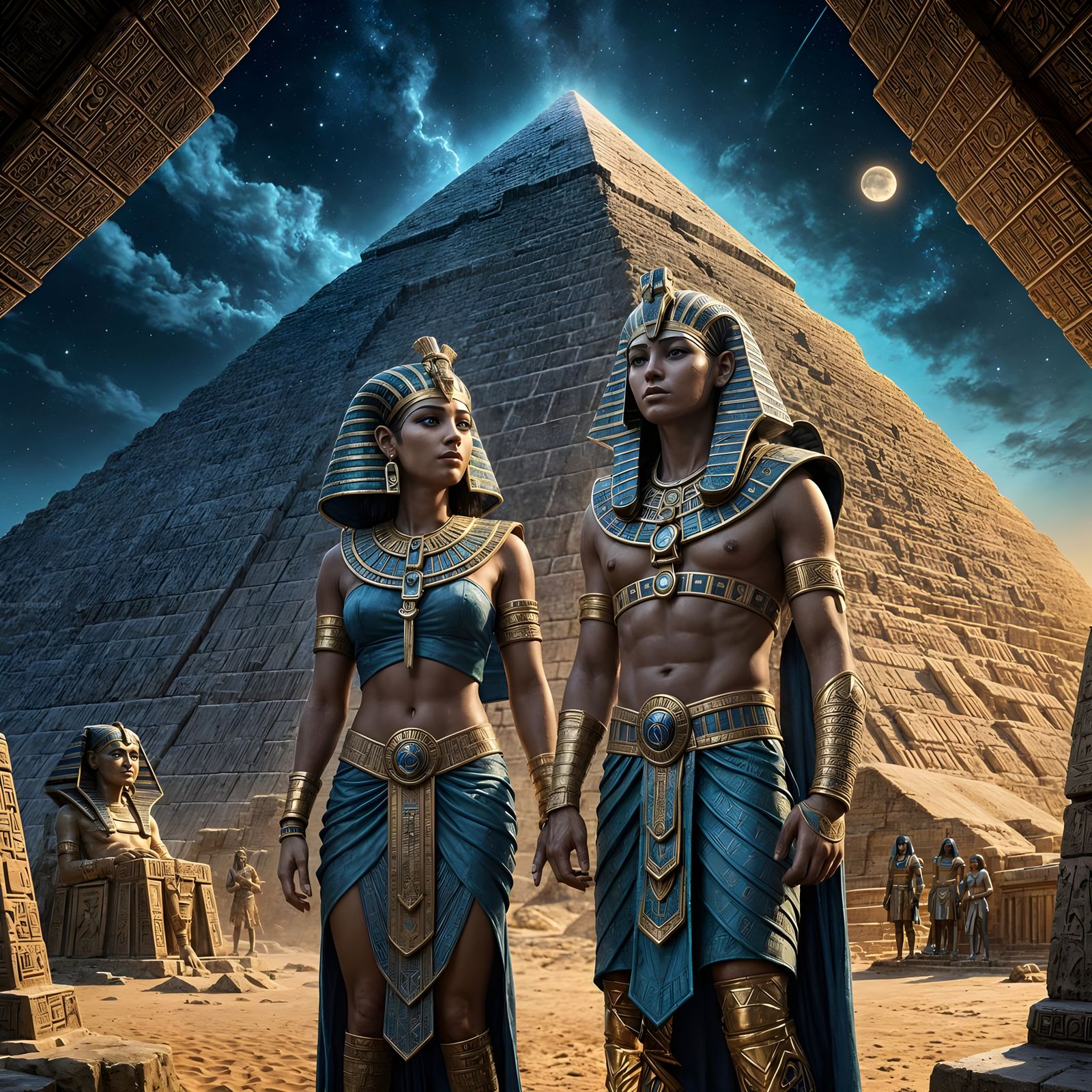 Ancient Egyptian Gods and Pharaohs in Hyper-Realistic Digita...