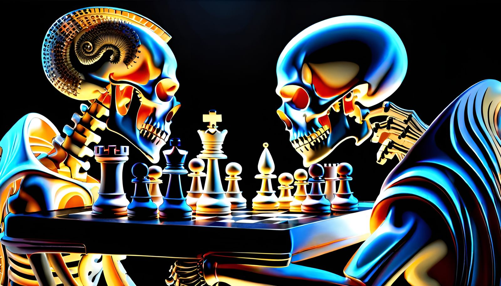 Skeletons Play Chess: Dark Fantasy Concept Art