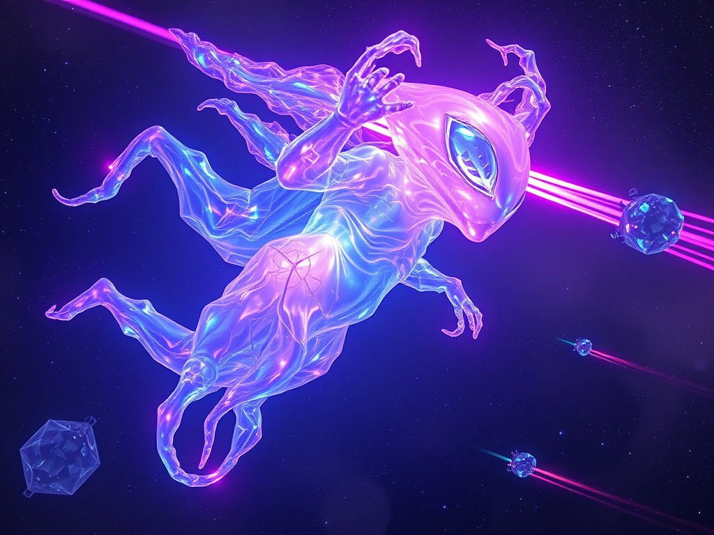 Iridescent Alien Entity Composed of Multicolored Flames