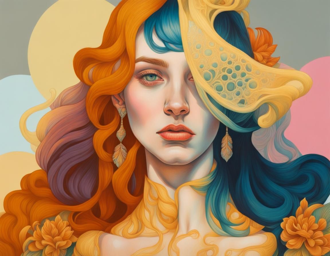 Victorian Girl Portrait with Reflective Steamnouveau Details