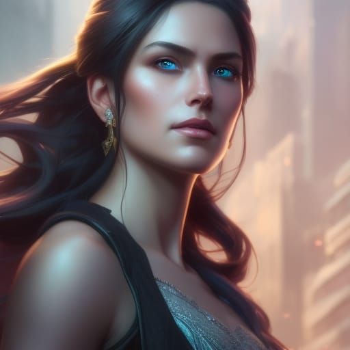 Victorian Assassin with Emerald Eyes, Art Nouveau Style