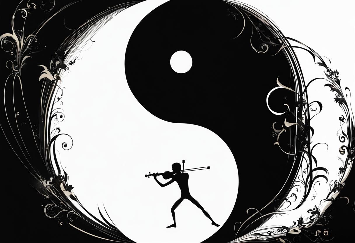 Silhouette Violinist: Yin Yang Harmony