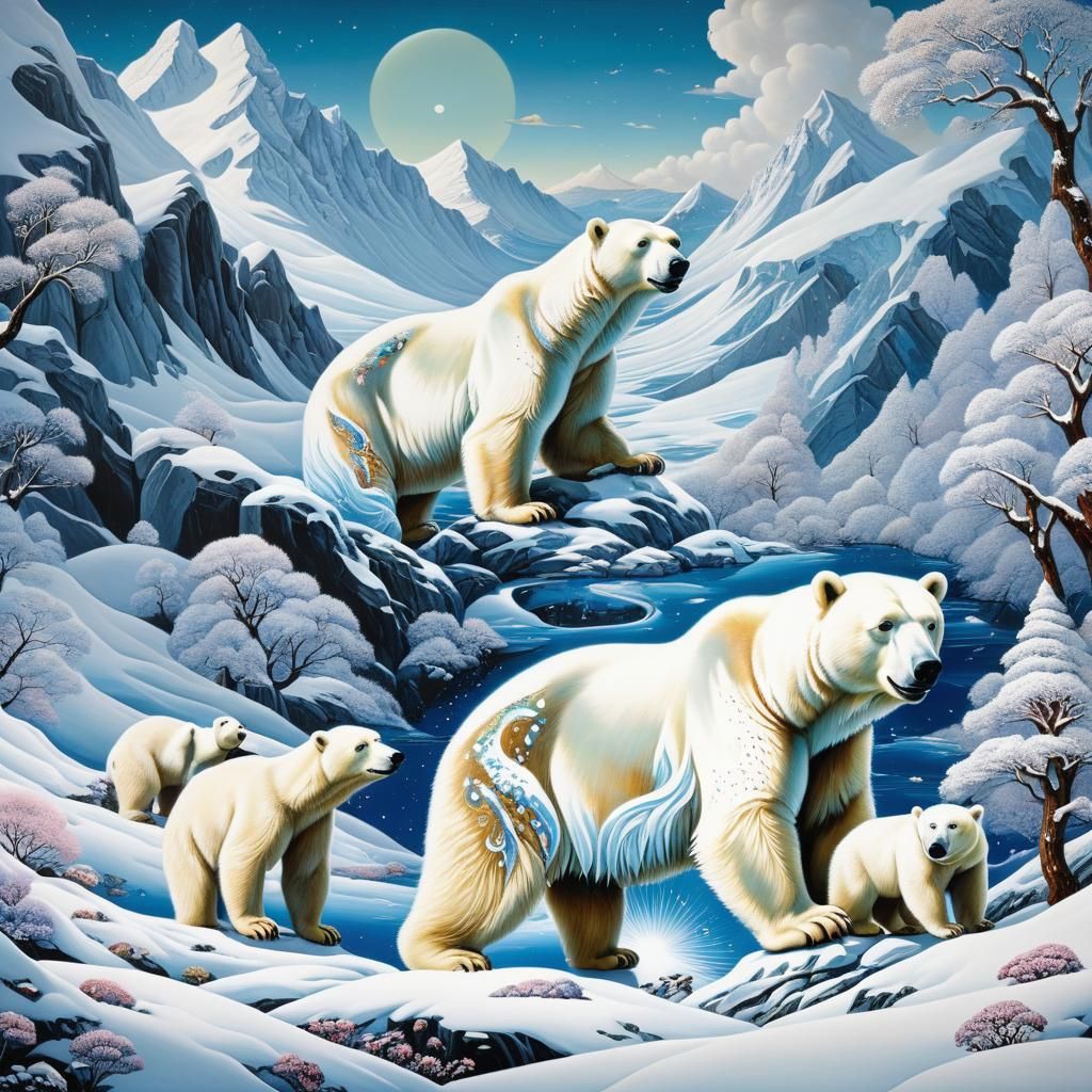 Surreal Mountain Landscape Inspired by Raqib Shaw