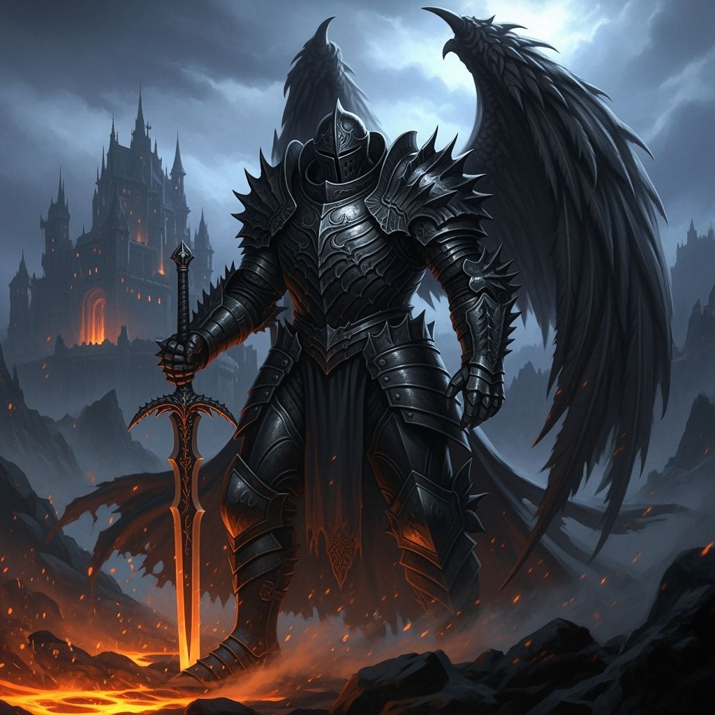 Black Knight Wielding Dragon King Sword in Dark Fantasy Styl...