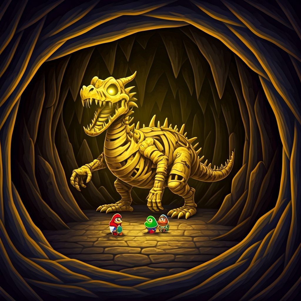 Doomtail: Ancient Dragon in Gothic Underground Chamber