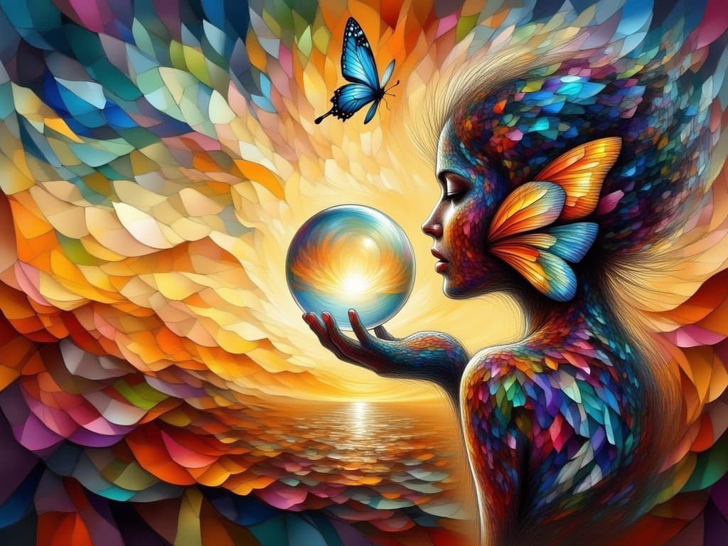 Surreal Butterfly in Sunset Light