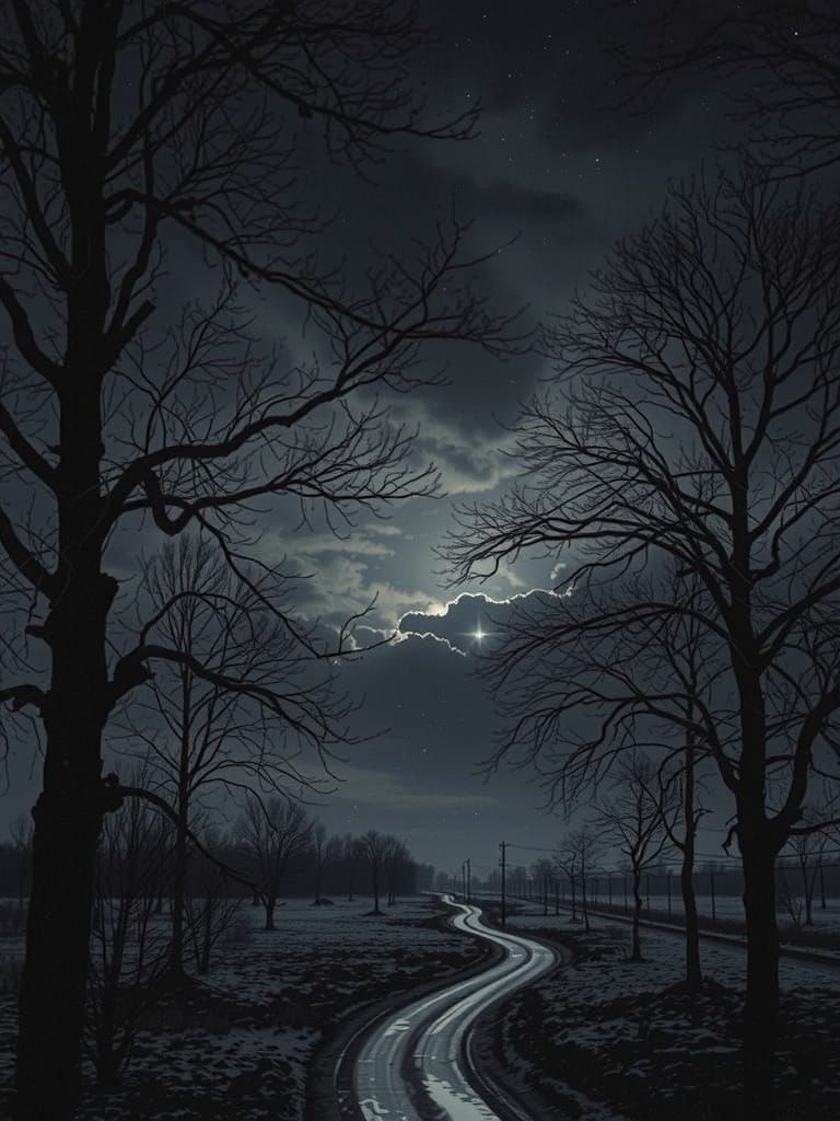 Dramatic Dark Landscape in Cinematic Style