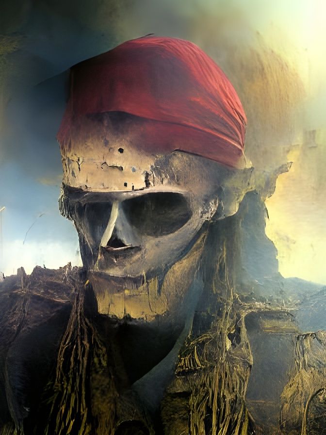 Cursed Pirate Skeleton in Dark Surreal Style