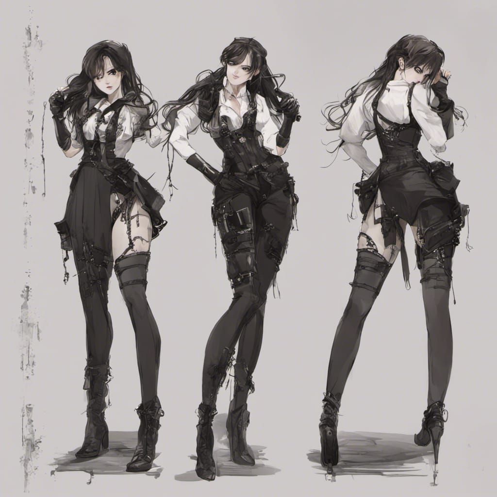 Steampunk Corset Dress with Arm Gloves: Splash Art