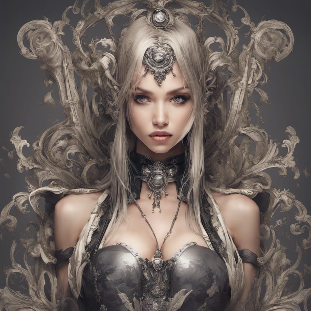 Steampunk Beauty in Corset Dress: Hyperdetailed Art