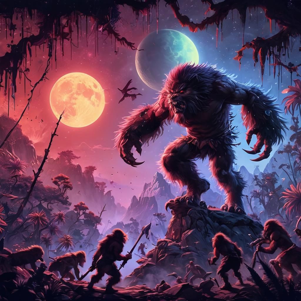 Barbarian Battles Giant Bird on Alien Planet