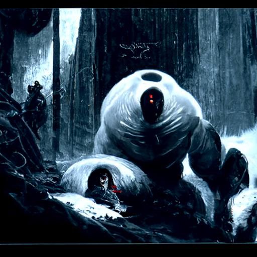 Baymax in Elden Ring Horror, Engraving Style