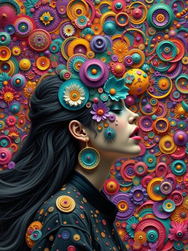 Gothcore Woman in Abstract Surrealist Collage