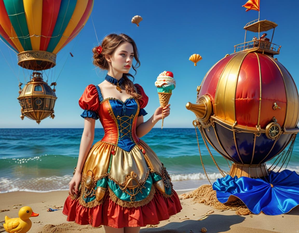 Steampunk Jellyfish Vacation on a Beach