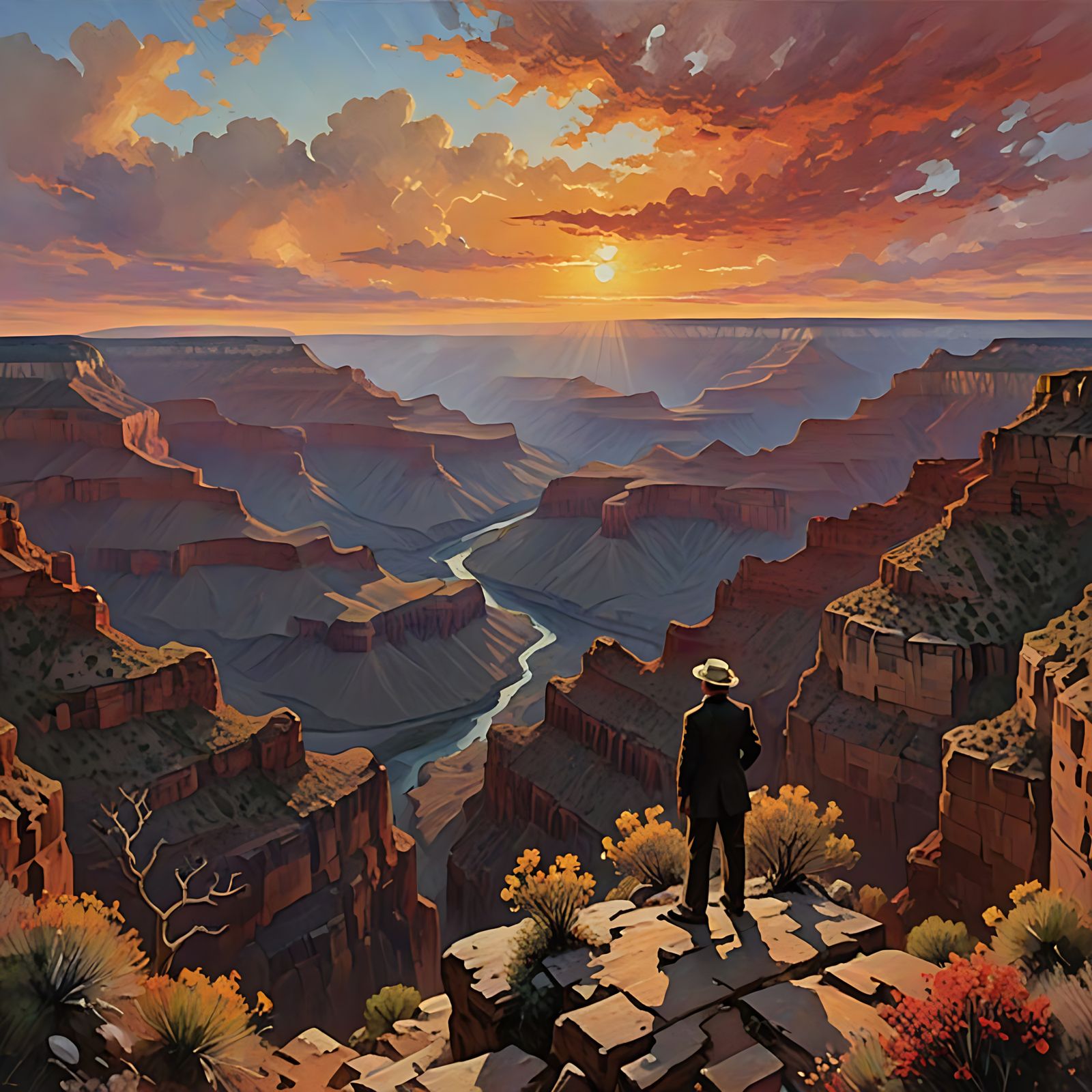 Claude Monet at Sunset Grand Canyon Impressionist Painting