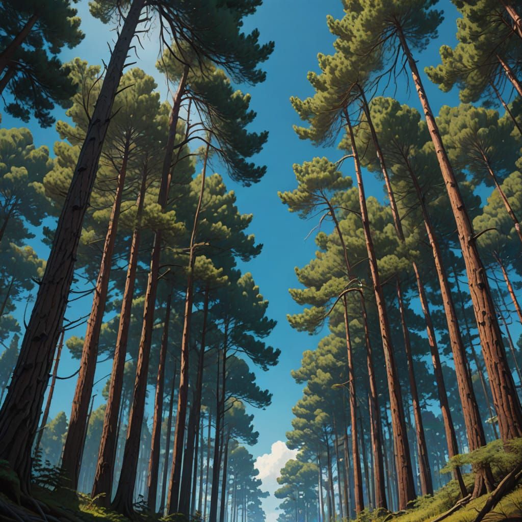 Symmetrical Pine Forest in Perfect Harmony