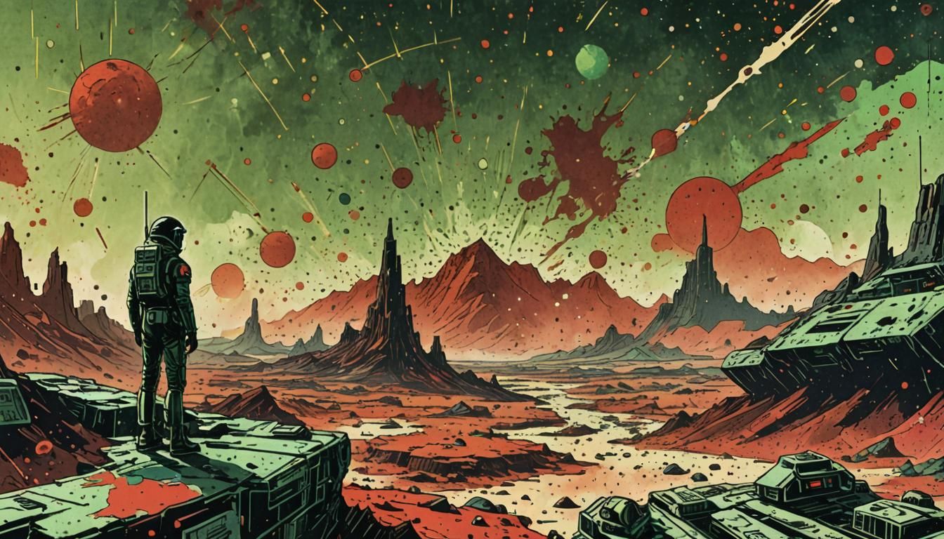 Retrofuturistic Cosmic Station Soars Through Space in Vibran...