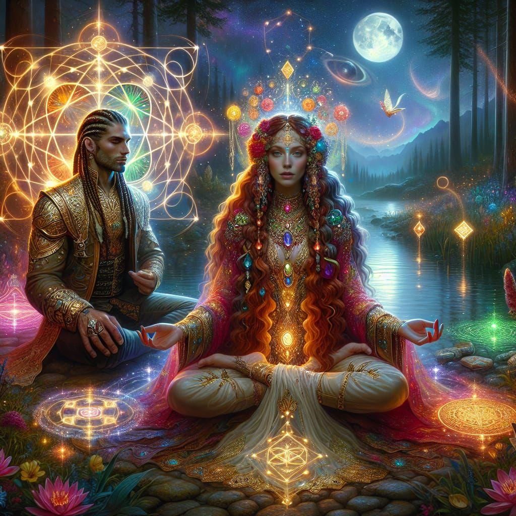 Ethereal Woman in Enchanted Forest Scene