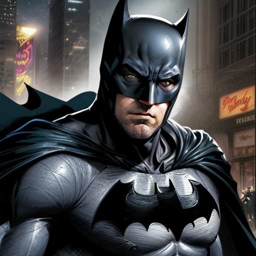 Ben Affleck as Batman in Comic Book Art