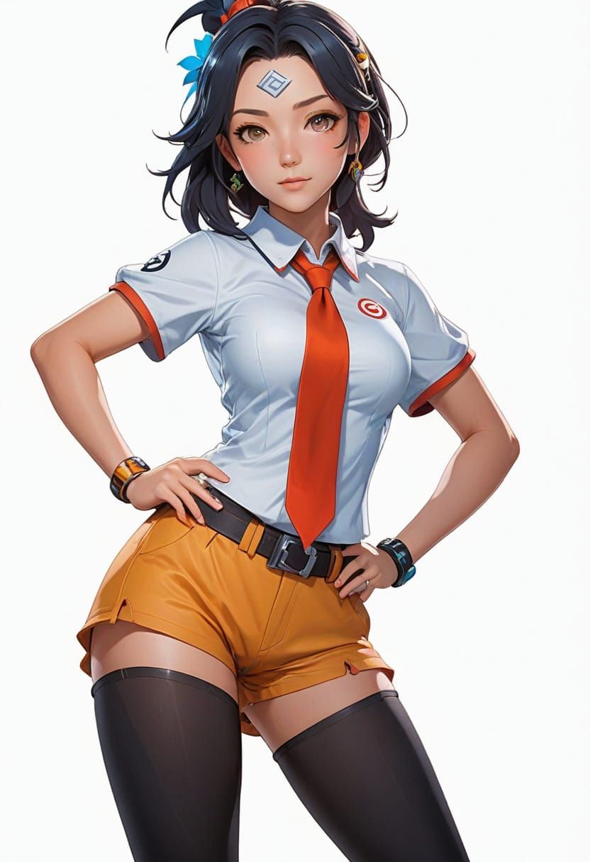 Hyper-Realistic Anime Style Female Pokémon Trainer