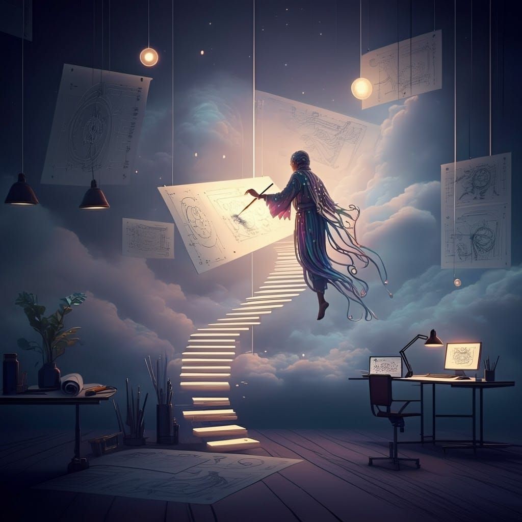 Dream Architect in Surreal Studio, Digital Art