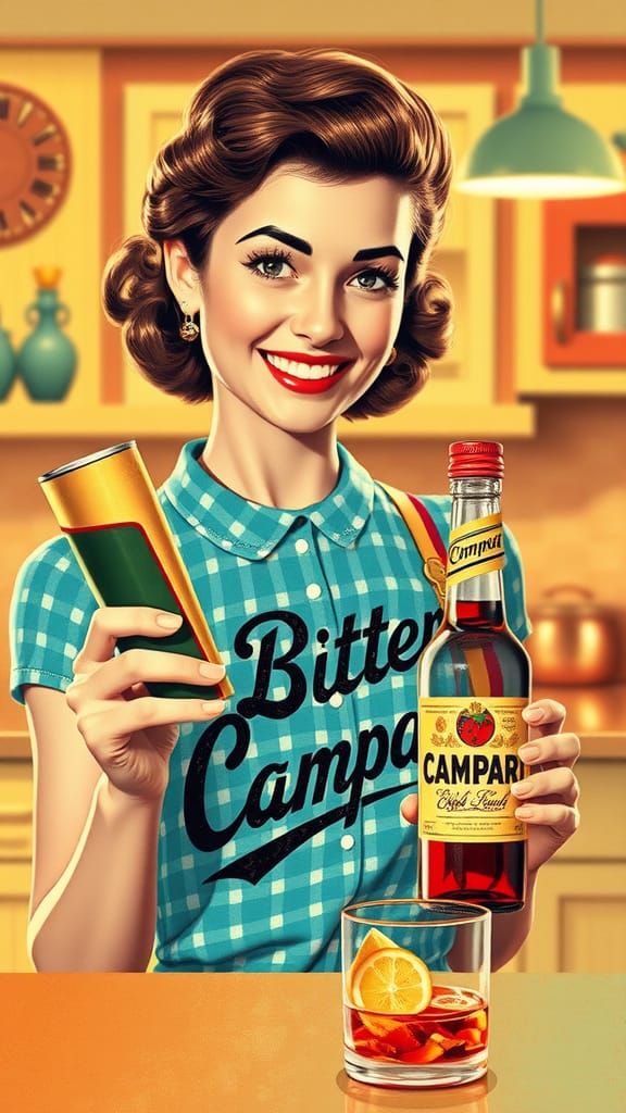 Vintage 1950s Ad: Woman Presenting Bitter Campari