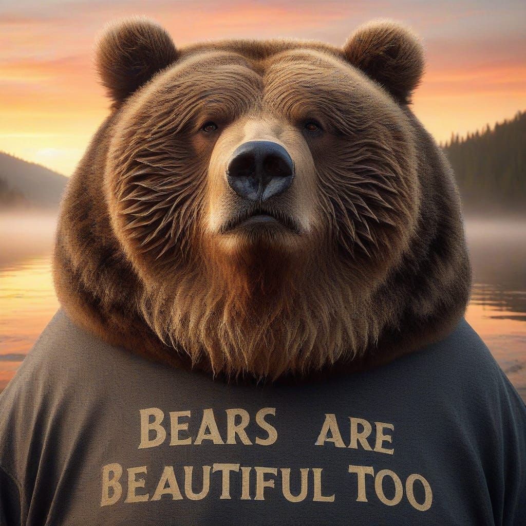 Sarcastic Grizzly Bear Smirks in Morning Sunrise