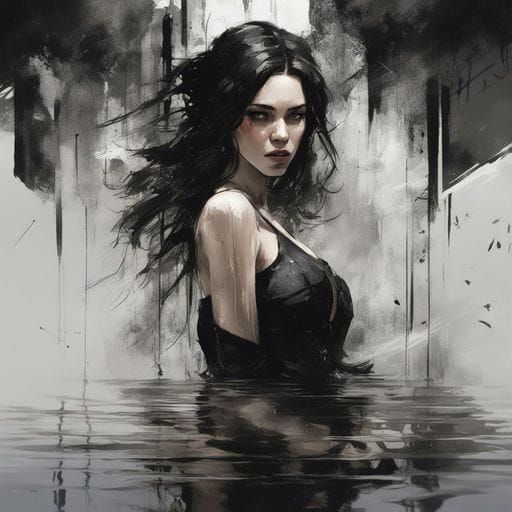 Elegant Portrait of Woman in Black Dress