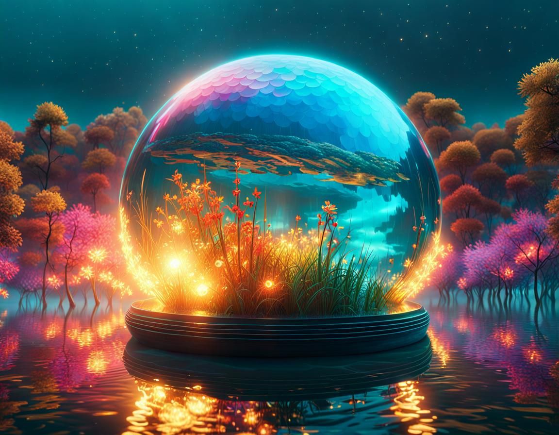 Iridescent Beast Levitates in Magical Digital Rendering