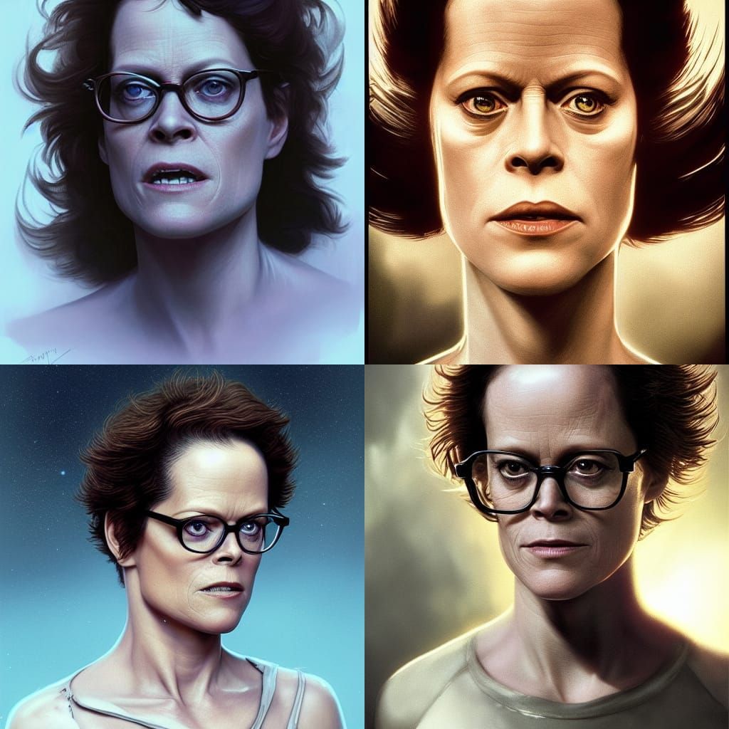 Sigourney Weaver ,glasses ,alien movie poster