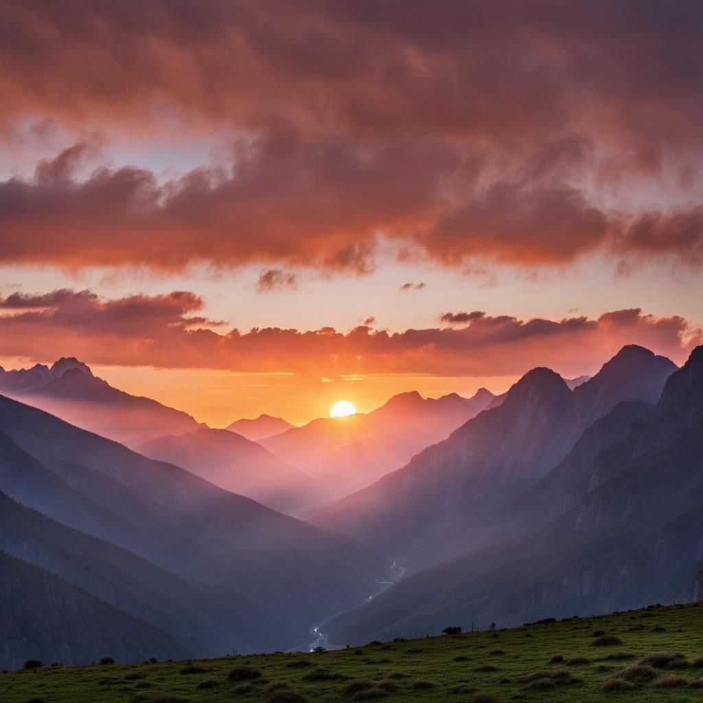 Majestic Mountain Sunrise: A Breathtaking Vista