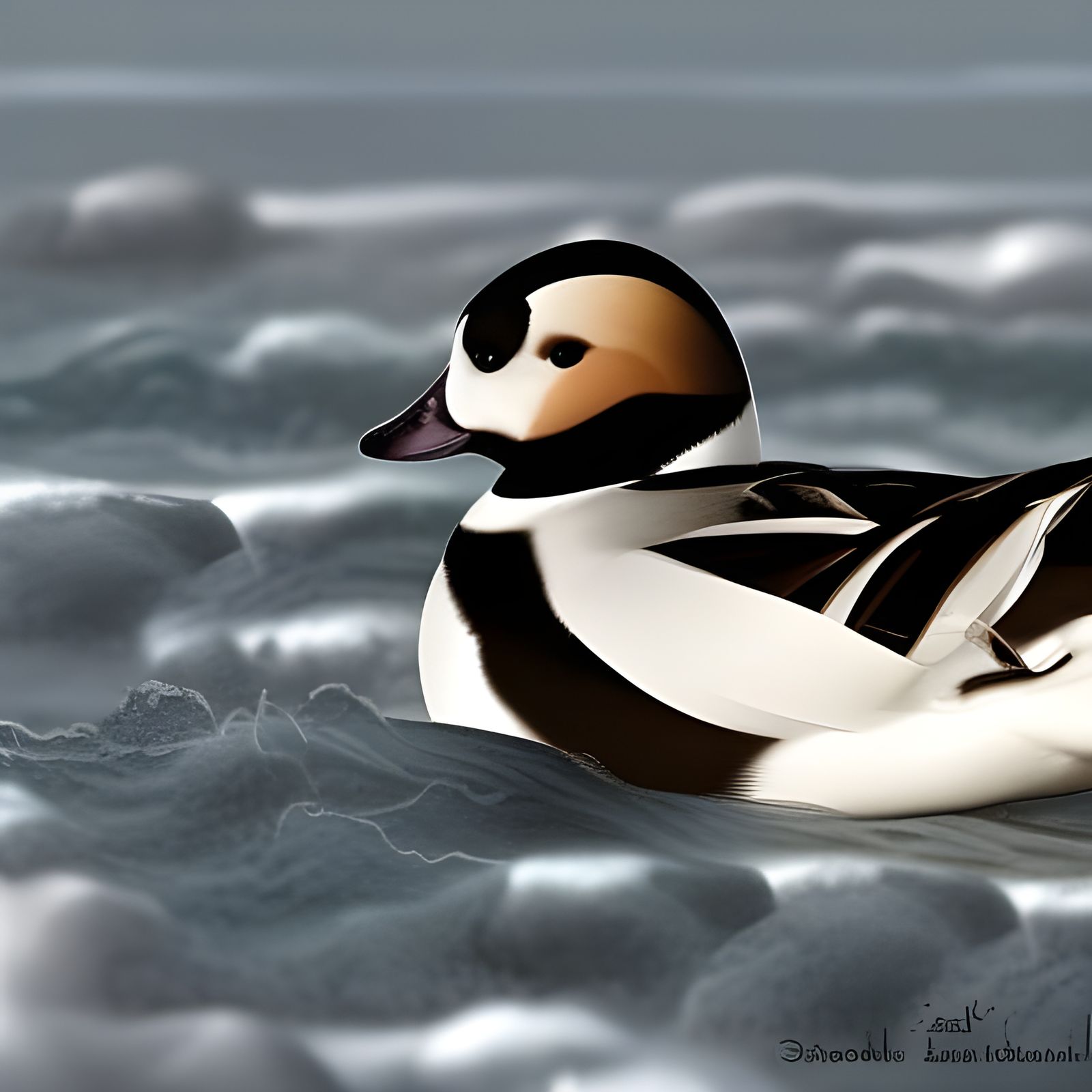 Long-Tailed Ducks in Heavy Snow: Fantasy Art