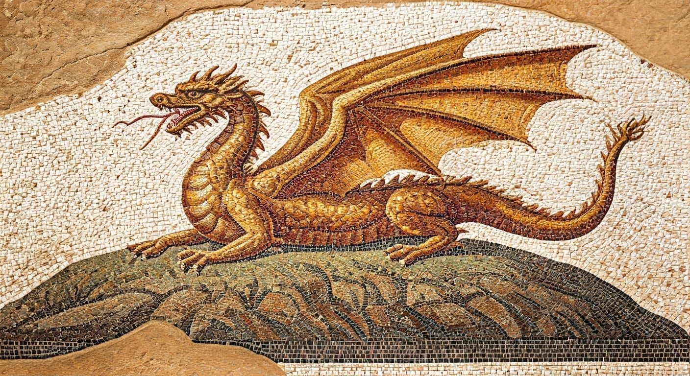 Golden Dragon Ascends Ancient Roman Hill