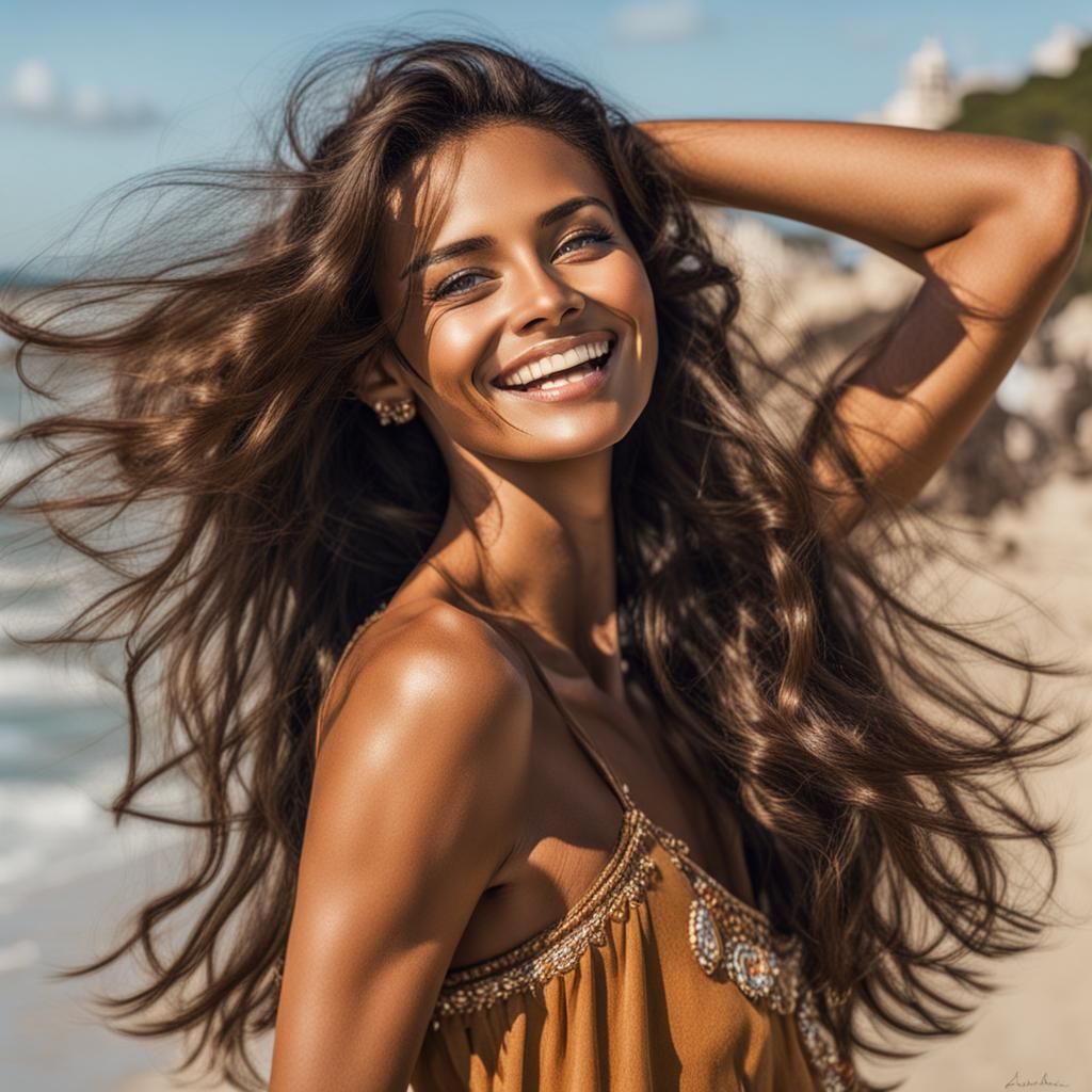 Sensual Brazilian Woman on Beach