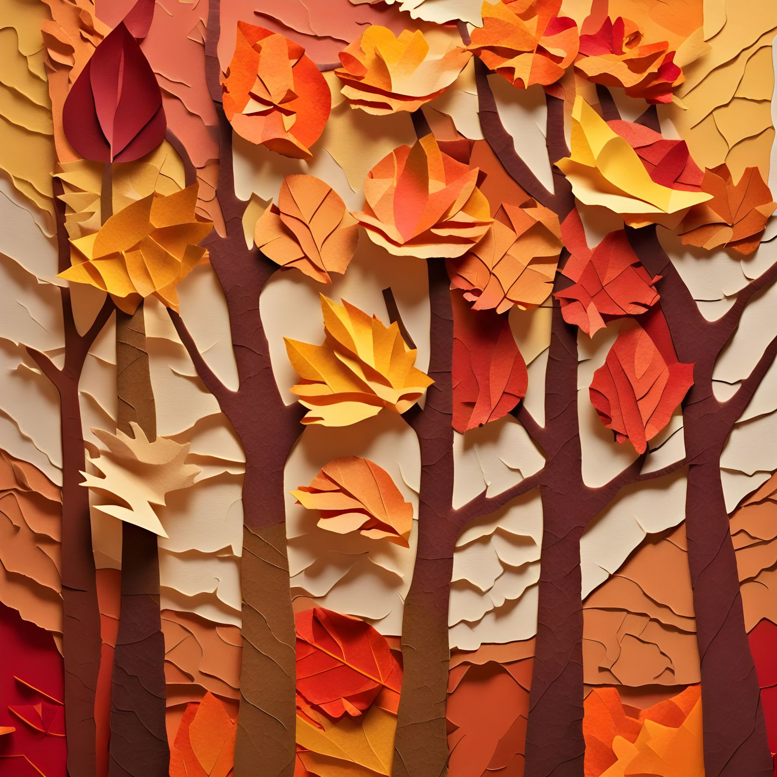 Autumn Papercraft Collage with Warm Colors