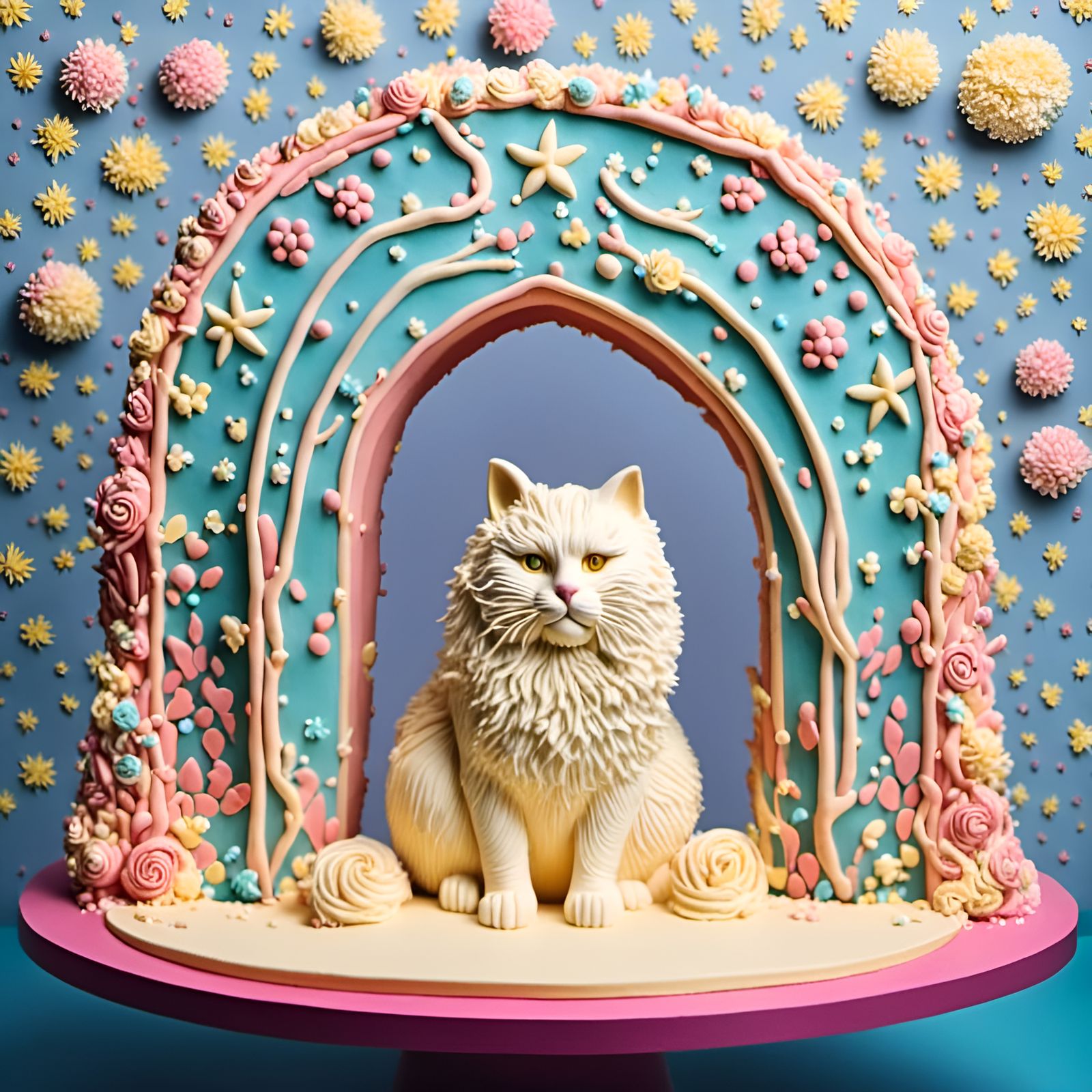 Hyperrealistic Buttercream Cat in 3D