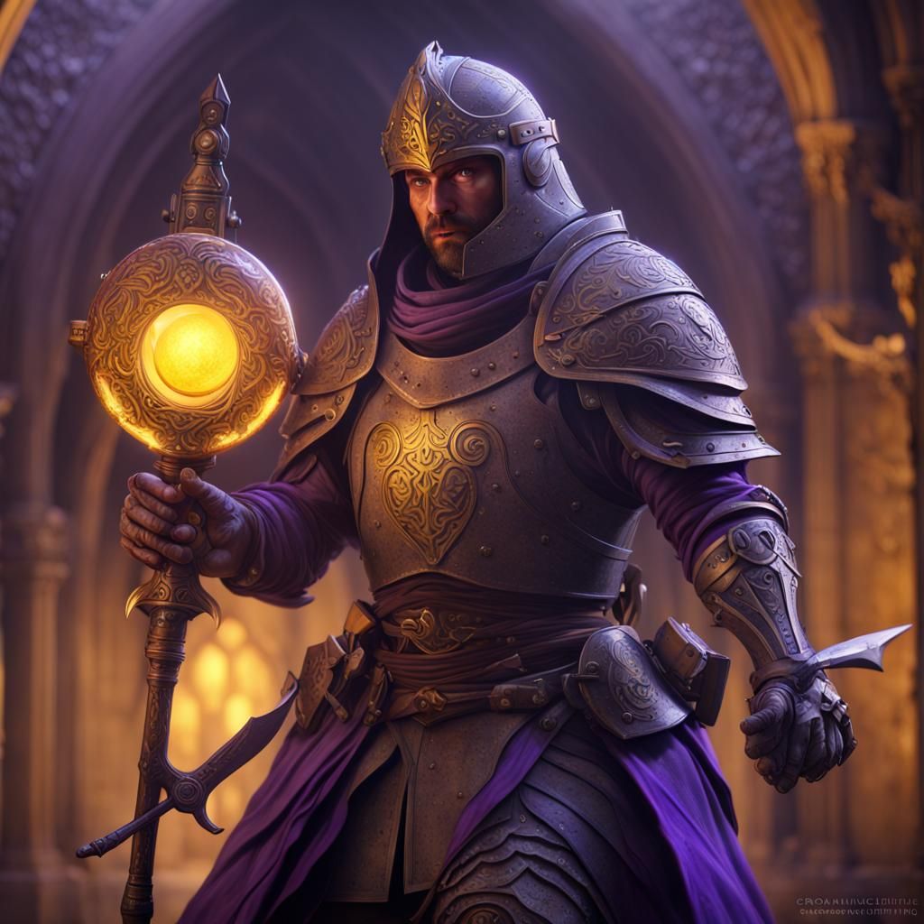 Sci-Fi Medieval Soldier with Mace in Dark Fantasy Art